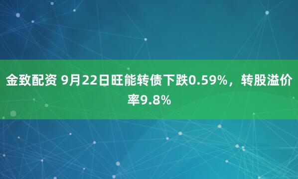 金致配资 9月22日旺能转债下跌0.59%,转股溢价率9.8%