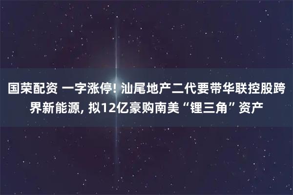 国荣配资 一字涨停! 汕尾地产二代要带华联控股跨界新能源, 拟12亿豪购南美“锂三角”资产