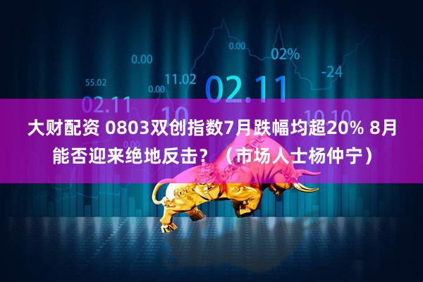 大财配资 0803双创指数7月跌幅均超20% 8月能否迎来绝地反击？（市场人士杨仲宁）